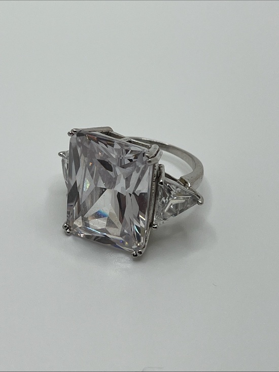 Jewelry - Silver stamped 925  Clear CZ Three-Stone Silver Ring